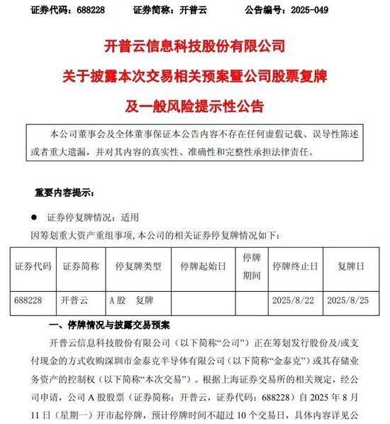 688228，重大资产重组预案出炉，明起复牌