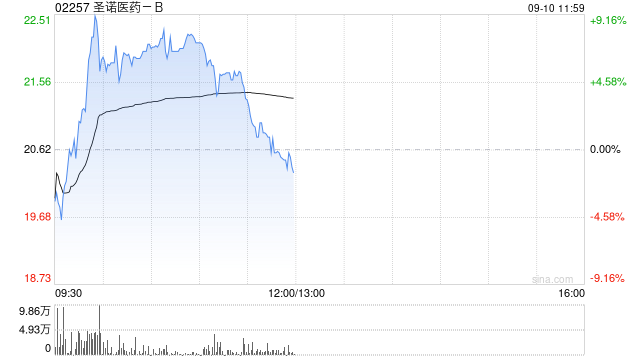 圣诺医药-B盘中涨超9% 本年内股价累计涨幅已超530%