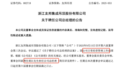 友邦吊顶胡江入职一年升任总经理，曾任职欧普照明