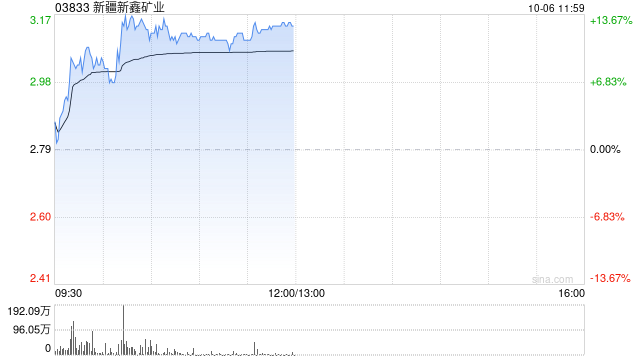 新疆新鑫矿业盘中涨超10% 公司计划发行A股