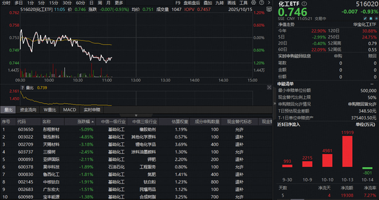 突遭回调！化工板块盘中走弱，化工ETF（516020）跌近1%！资金持续扫货